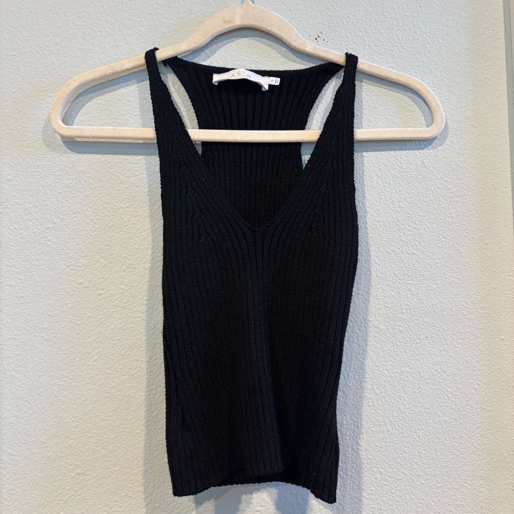 ASTR Black Ribbed Tank Top